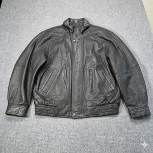 Vintage RedHead Black Leather Bomber‎ Jacket Men's Large Moto Cafe Racer Coat
